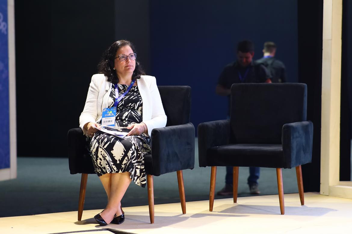 A coordenadora da Comissão Temática do Congresso Técnico-Científico da Engenharia e da Agronomia (Contecc), eng. agr. Andréa Brondani fez a mediação do evento