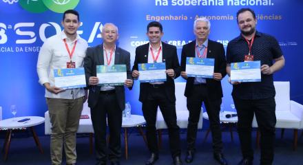 Danilo Bezerra, Ricardo Rocha, Wesley Assis, José Augusto e Diogo Artur, painelistas e moderador 